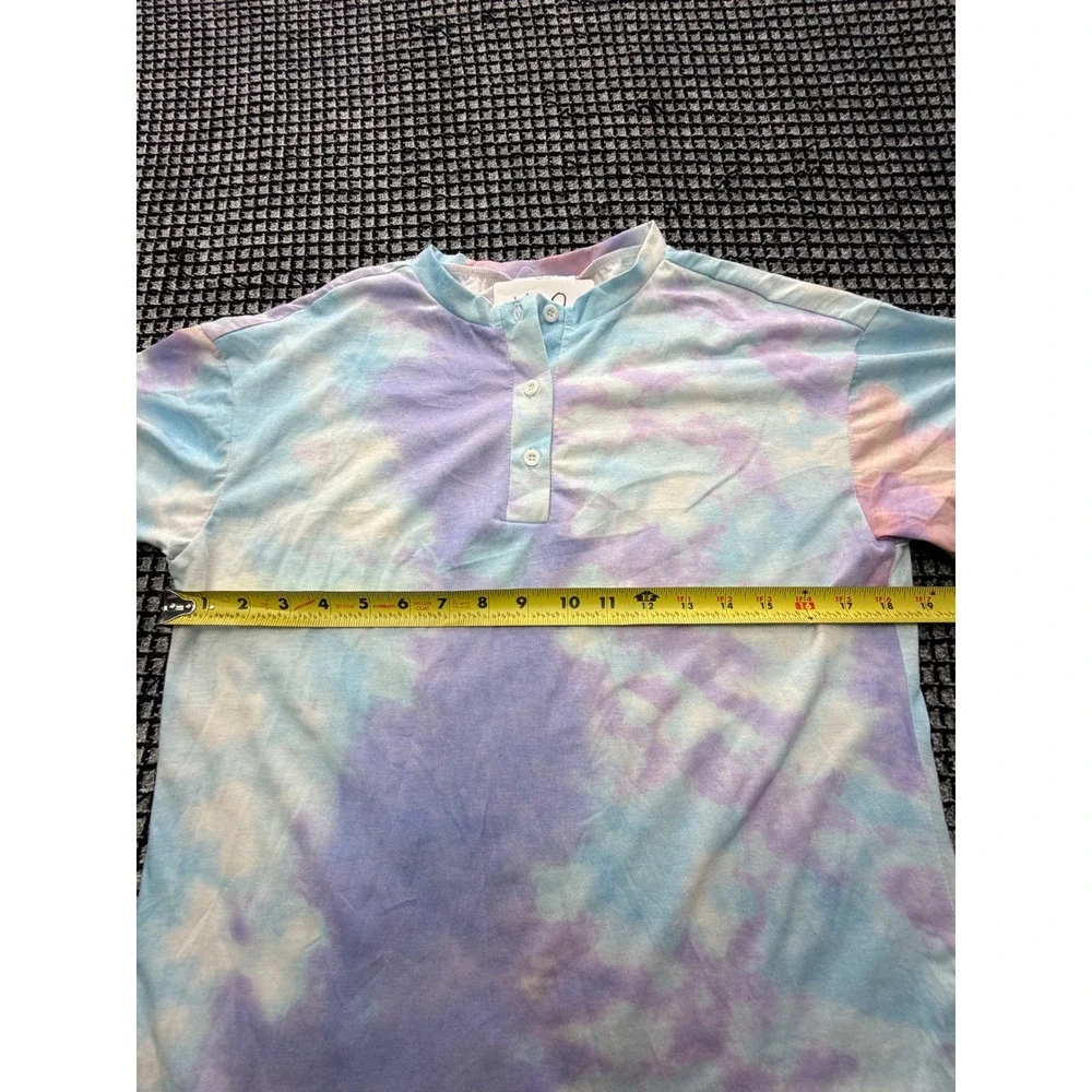 Ekouaer Sleep Shirt Womens Pastel Tie Dye Henley Short Sleeve Top